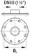 Flanschplatte mit Dichtung Emailliert 180 mm Muffe DN 40 (1 1/2), LK 150 mm