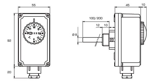 ESBE Tauchthermostat 100 mm mit Aueneinstellung 0 bis 90 Grad 8690110012 Abverkauf